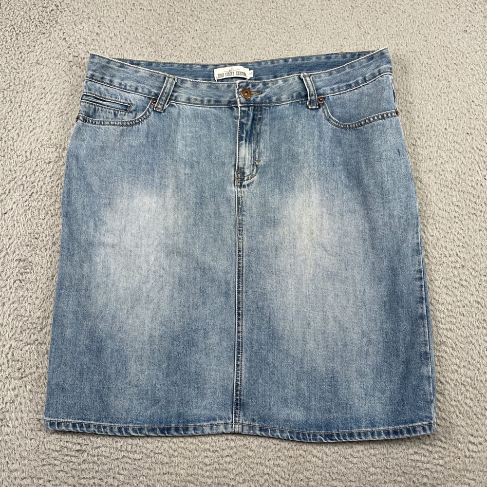 The Main Street Exchange Denim Skirt Womens 16 Blue A-Line Casual Modest Cotton